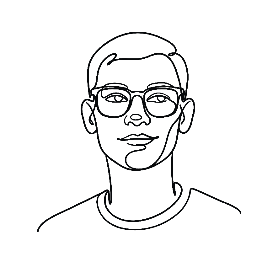 Line illustration portrait of Piotr Zaborowski